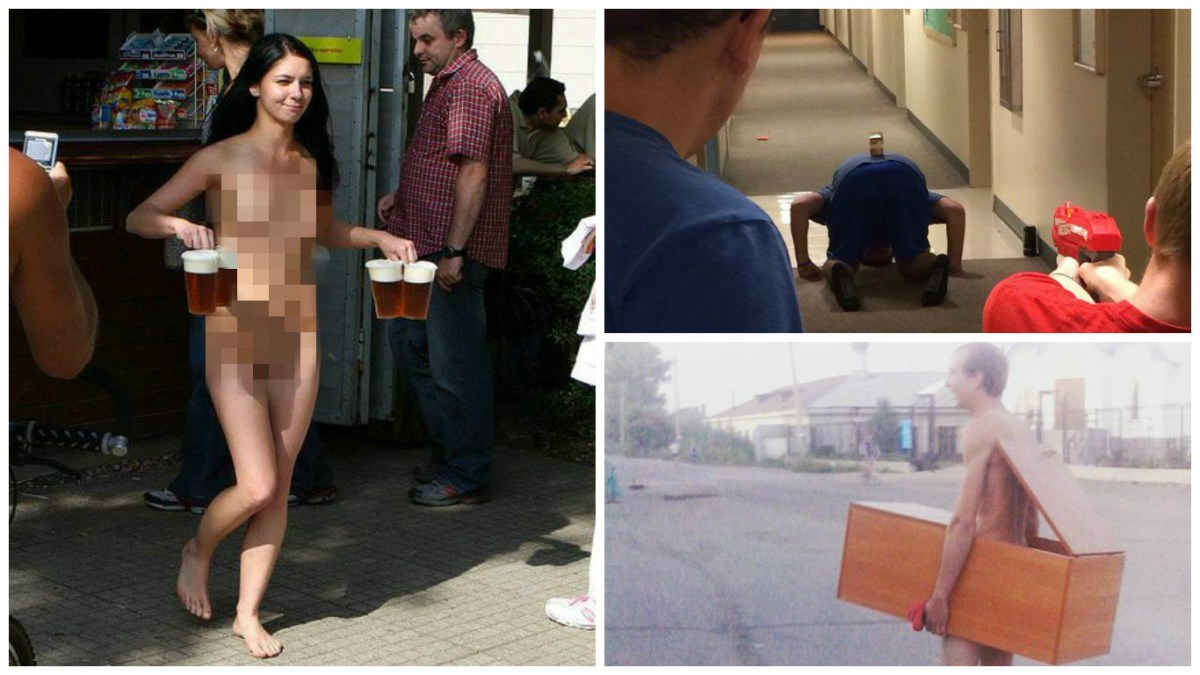 Раздевание на спор на улице