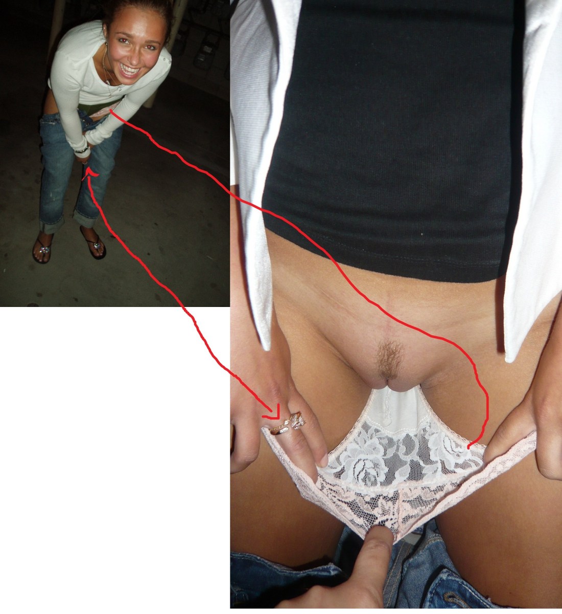 Звезда в машине без трусов