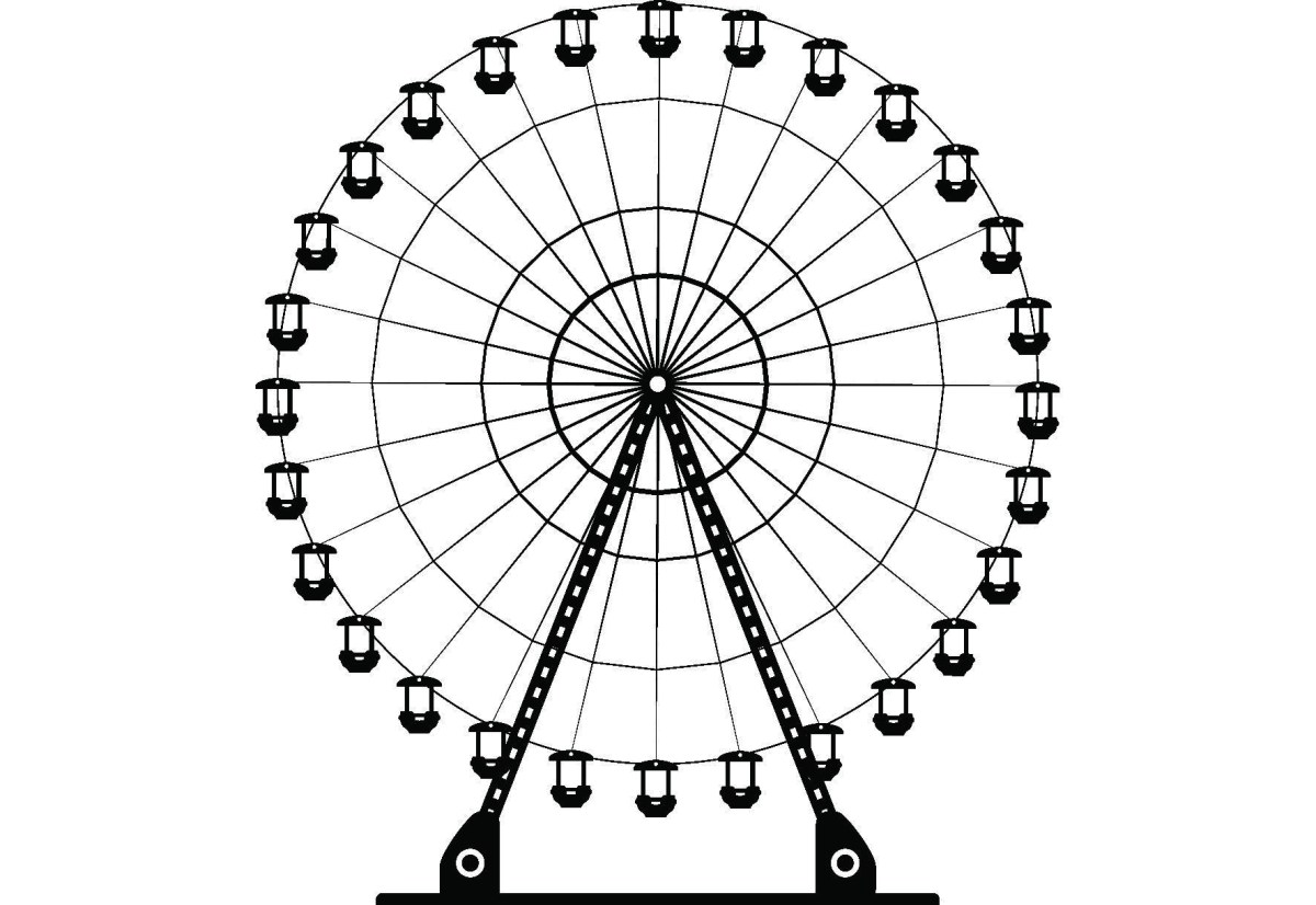 Колесо обозрения на белом фоне
