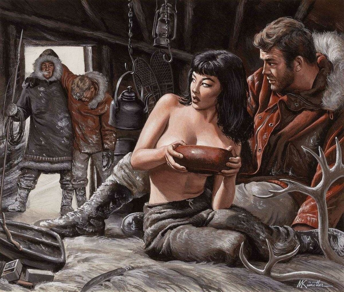 Азиатка разделась на улице